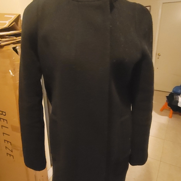 New JCREW $298 Size 0 Button-Neck City Coat in Black. - Picture 7 of 9